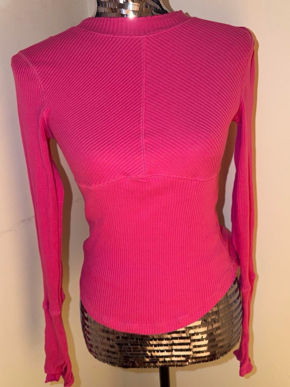 FP Movement by Free People Ribbed Crew Sweater in Hot Pink